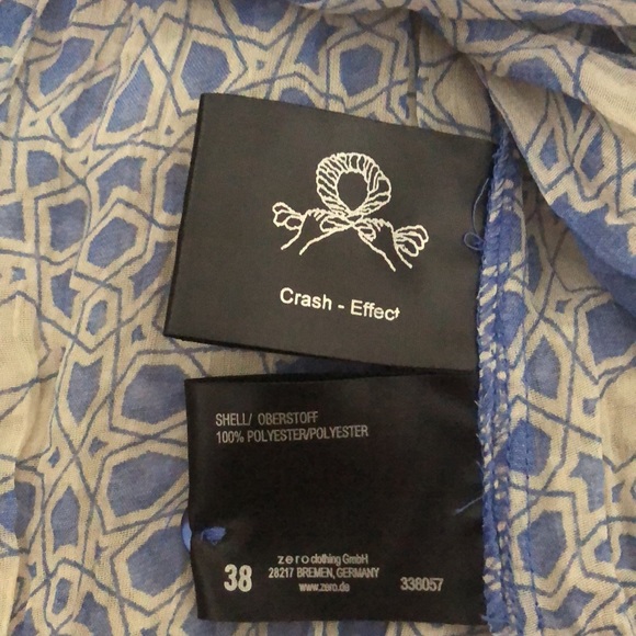 Blue/white, long sleeve, button down, crash look blouse, ZERO, Eur38/Us8, - Picture 8 of 11